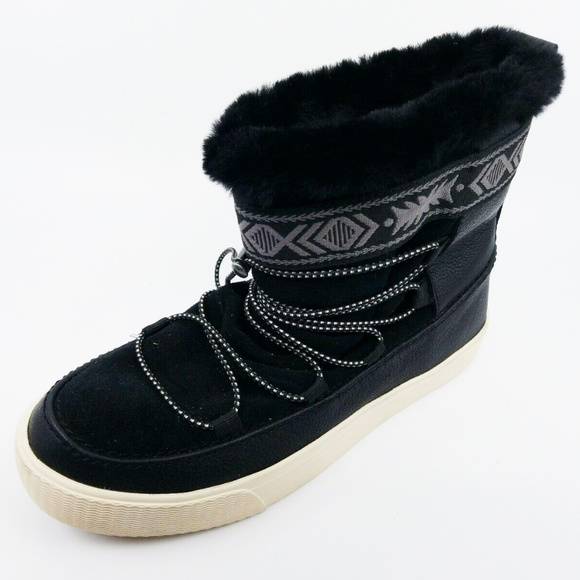Toms Shoes - Toms Womens Alpine Boots Black Leather Suede Shoes